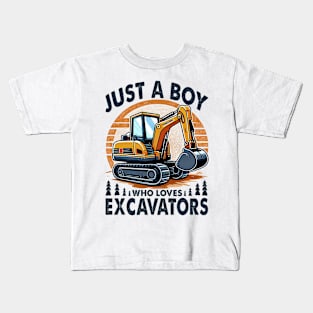 Kids Boy Who Loves Excavators Toddler Construction Kids T-Shirt